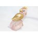 Natural pink rose quartz gemstone Bird Figure Home Decorative Gift P 556